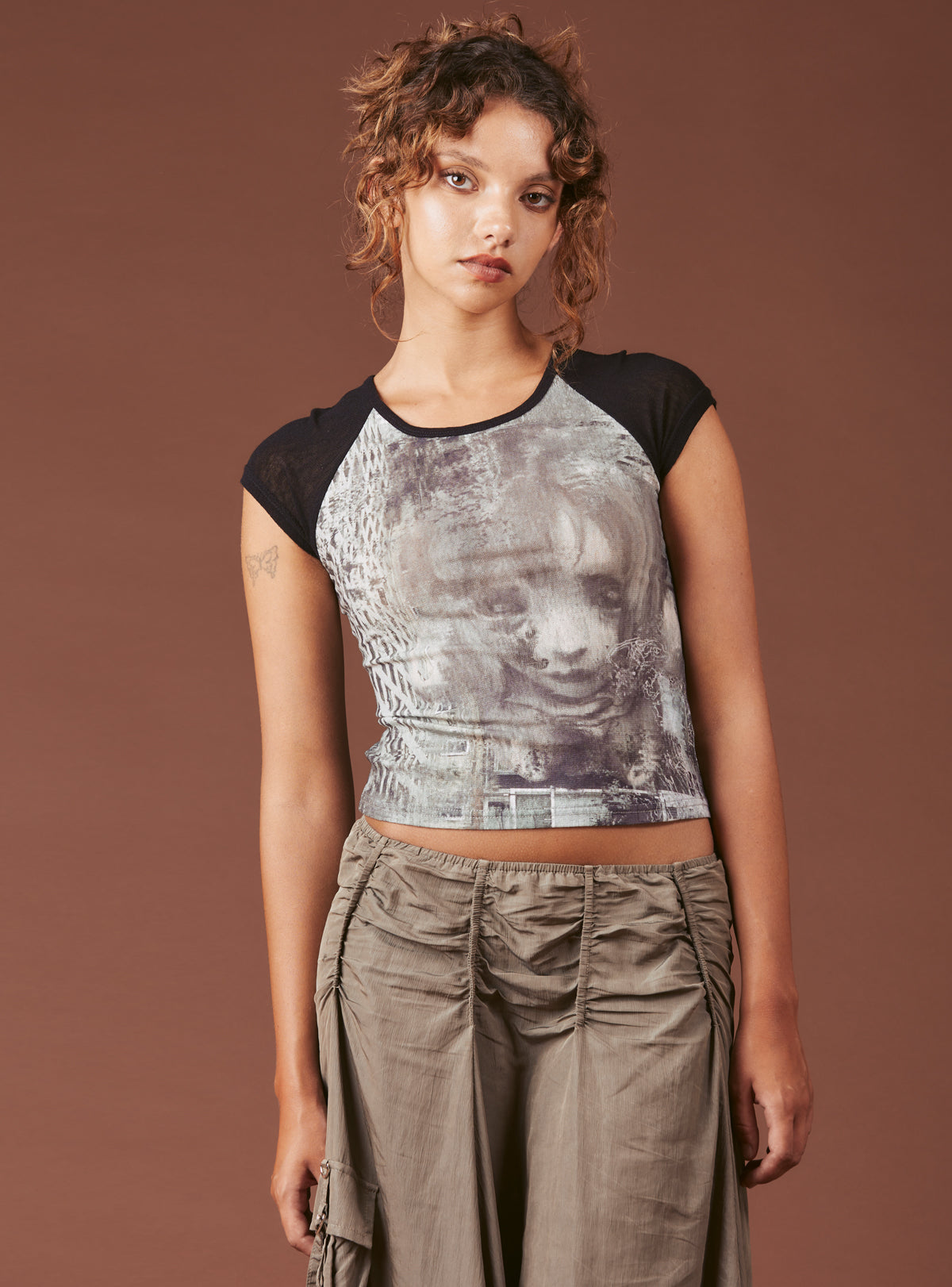 UNIF Best Price | Graphic T-Shirt With Cap Sleeves