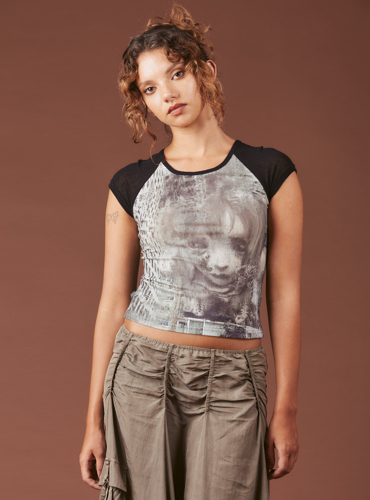 UNIF Best Price | Graphic T-Shirt With Cap Sleeves