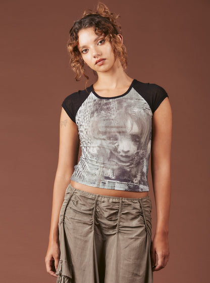 UNIF Best Price | Graphic T-Shirt With Cap Sleeves