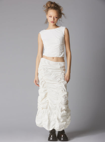 UNIF Popular | Sleeveless Top With Wide Neck & Ruffled Trim in