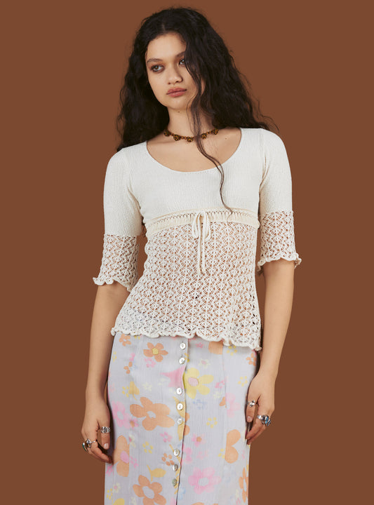 UNIF Trending | Crochet Knit Top In Off