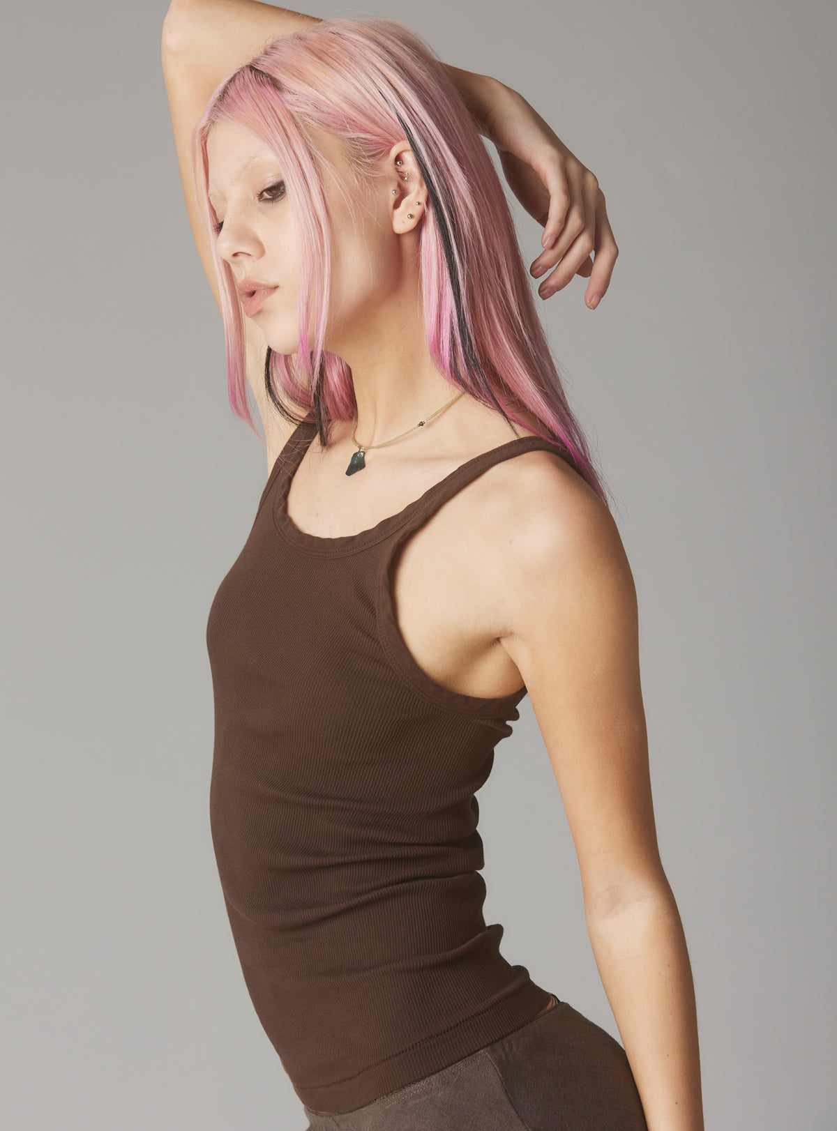 UNIF Featured | Staple Rib Tank Dark Brown