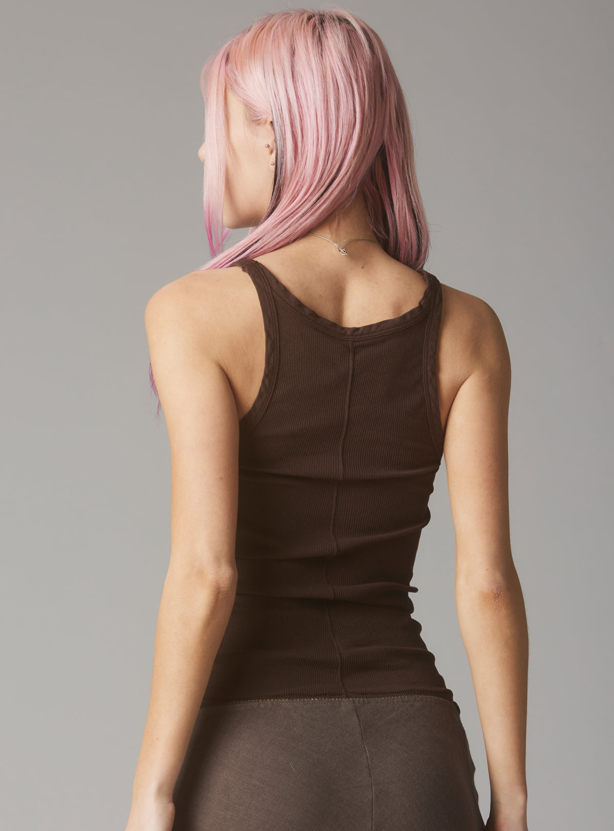 UNIF Featured | Staple Rib Tank Dark Brown