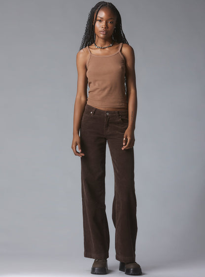 UNIF Sale | Wide Leg Corduroy Pants In Brown