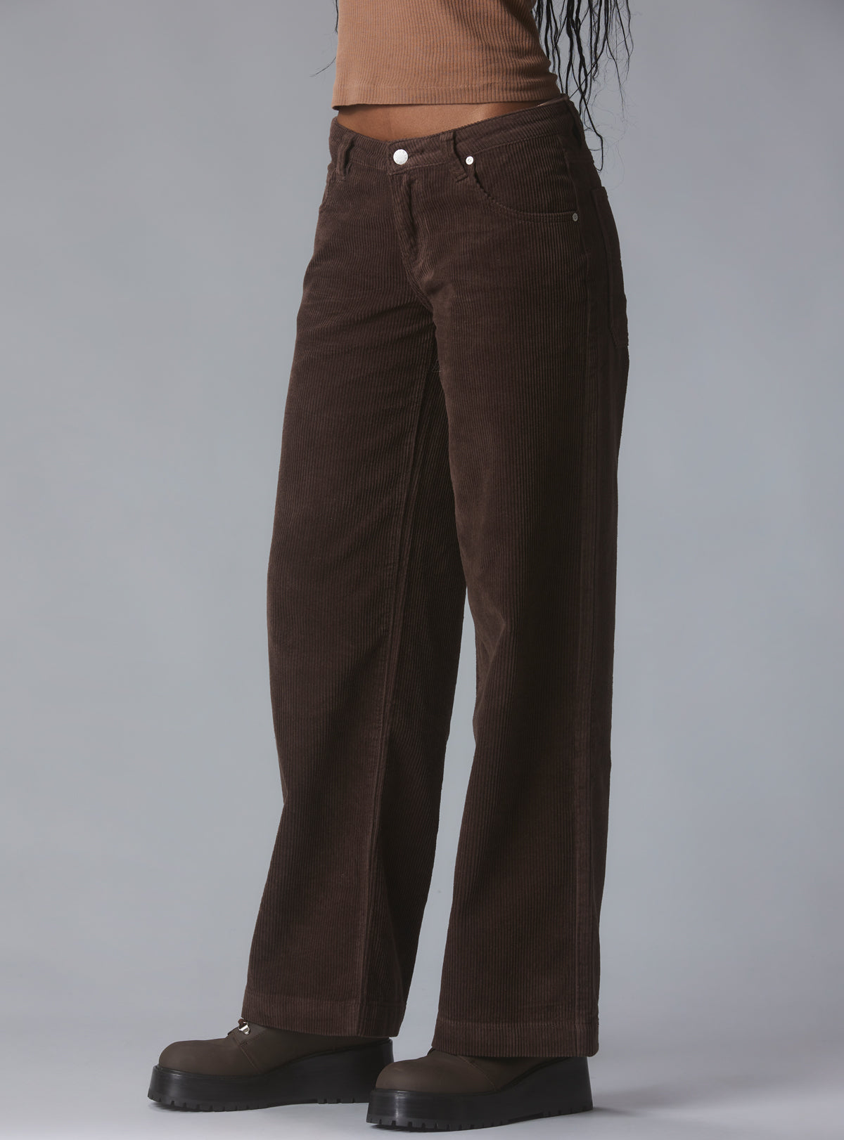 UNIF Sale | Wide Leg Corduroy Pants In Brown