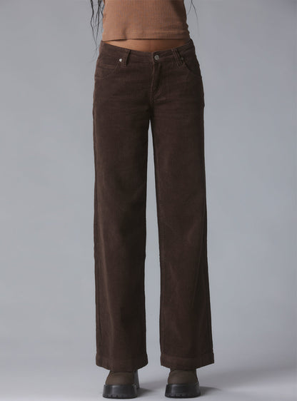 UNIF Sale | Wide Leg Corduroy Pants In Brown