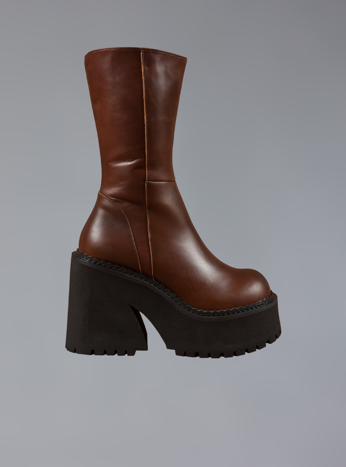 UNIF Smart Buy | Brown Leather Platform Boot