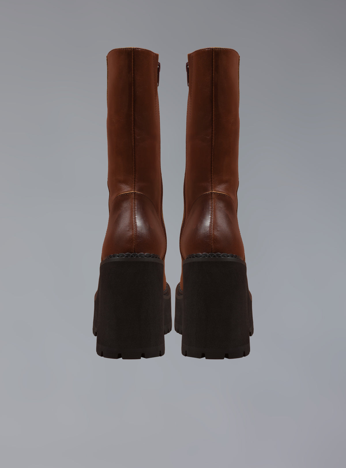 UNIF Smart Buy | Brown Leather Platform Boot