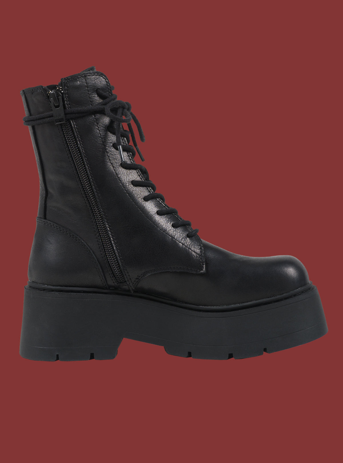 UNIF Best Price | Black Platform Lace-Up Combat Boot