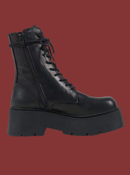 UNIF Best Price | Black Platform Lace-Up Combat Boot
