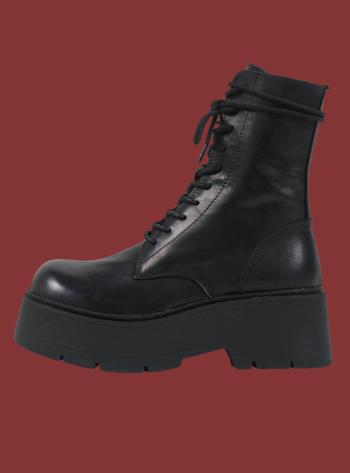 UNIF Best Price | Black Platform Lace-Up Combat Boot