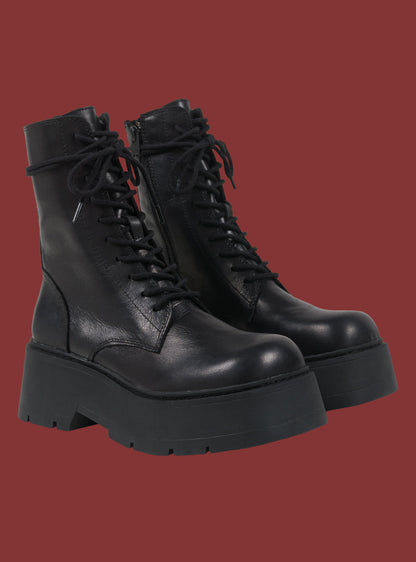 UNIF Best Price | Black Platform Lace-Up Combat Boot