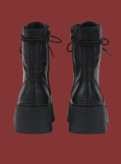 UNIF Best Price | Black Platform Lace-Up Combat Boot