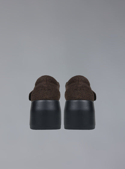 UNIF Signature | Felt Platform Sandal In Brown