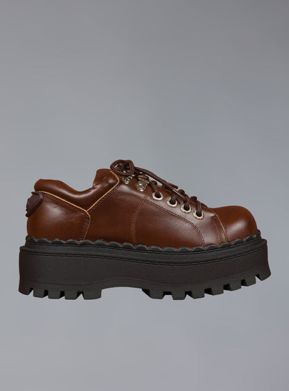 UNIF Everyday | Low Top Leather Chunky Platform Boot in Brown