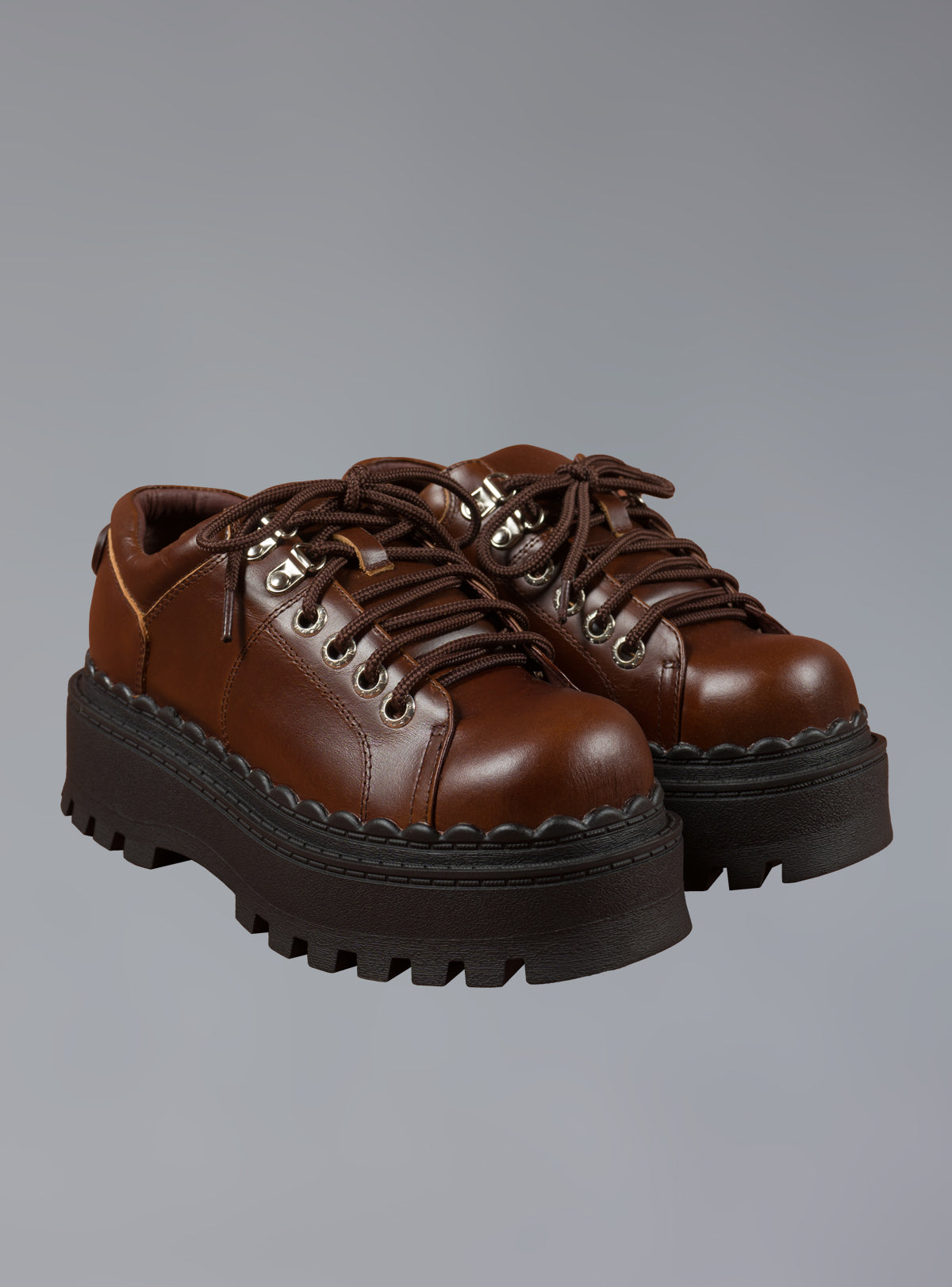 UNIF Everyday | Low Top Leather Chunky Platform Boot in Brown