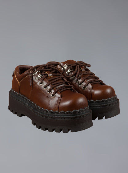 UNIF Everyday | Low Top Leather Chunky Platform Boot in Brown