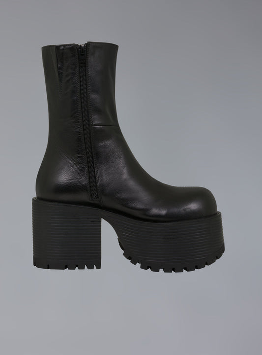 UNIF New | Stacked Platform Leather Boot With Heel