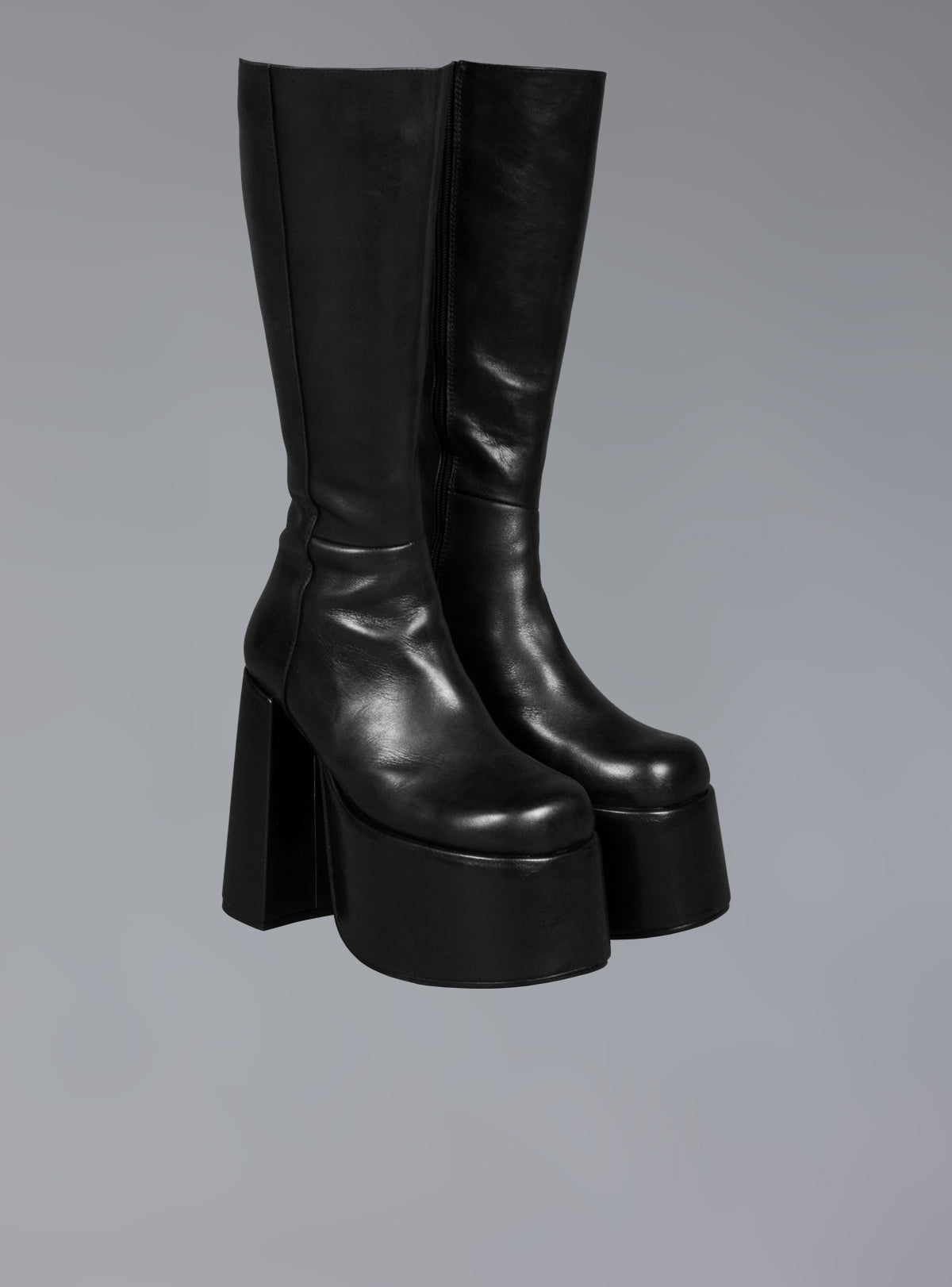 UNIF Featured | Stacked Leather Platform Boot With High Heel