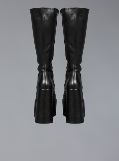 UNIF Featured | Stacked Leather Platform Boot With High Heel
