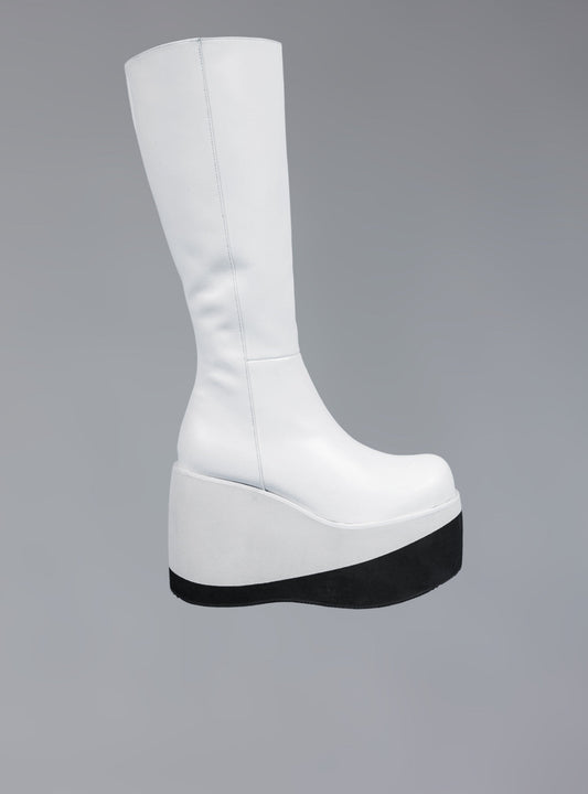 UNIF Featured | Stacked Leather Platform Knee High Boot