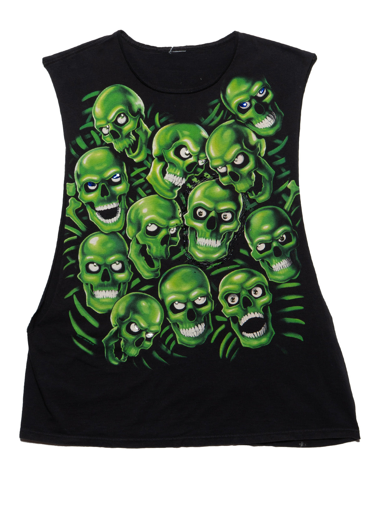 UNIF Classic | Vintage Liquid Blue Skulls Sleeveless Tee