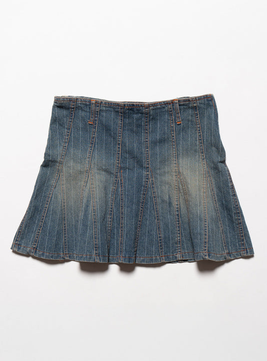 UNIF Featured | Vintage Starwear Y2K Denim Pinstriped Miniskirt