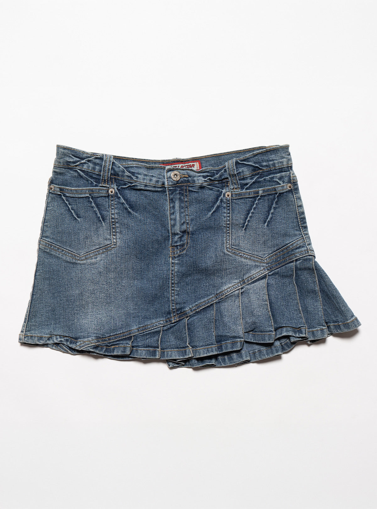 UNIF Trending | Vintage Vanilla Star Denim Pleated Mini Skirt