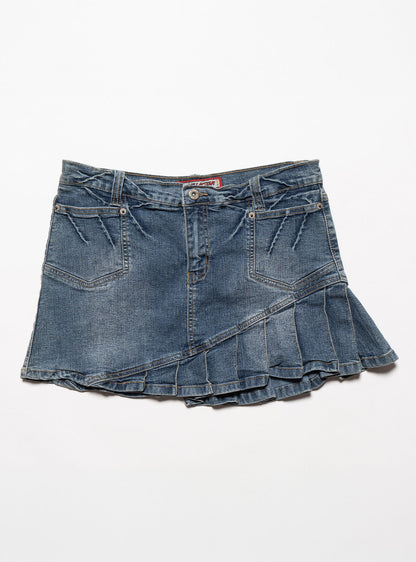 UNIF Trending | Vintage Vanilla Star Denim Pleated Mini Skirt