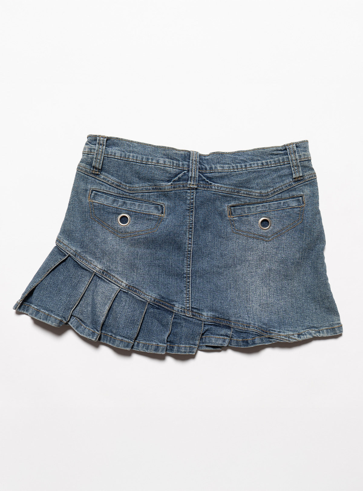 UNIF Trending | Vintage Vanilla Star Denim Pleated Mini Skirt