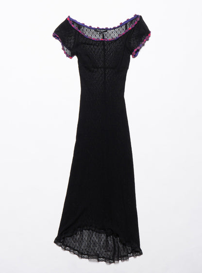 UNIF Latest | Vintage Betsy Johnson Lace Dress With Purple Trim