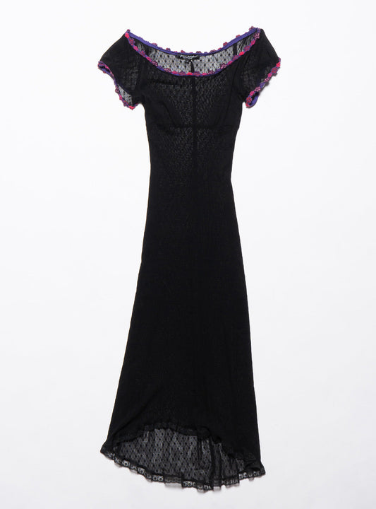 UNIF Latest | Vintage Betsy Johnson Lace Dress With Purple Trim