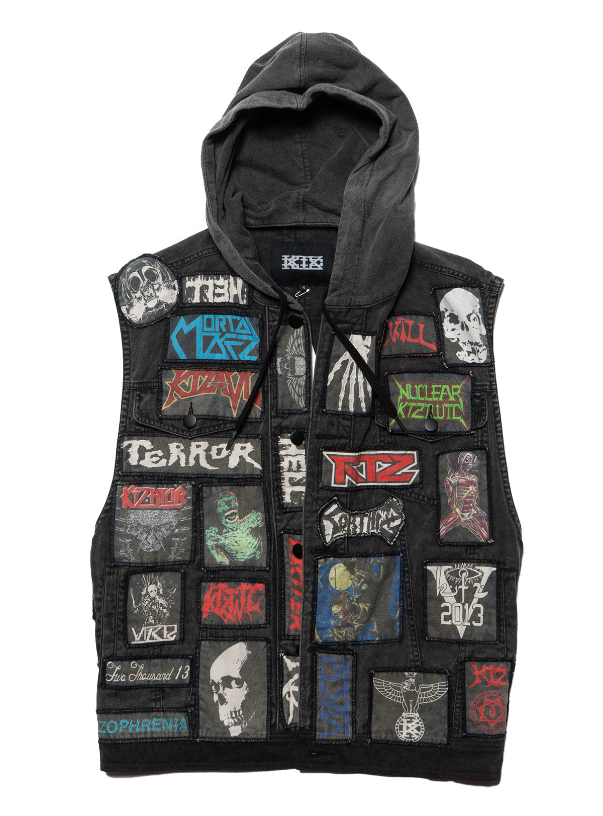 UNIF Essential | Vintage KTZ Crust Denim Vest With Hood