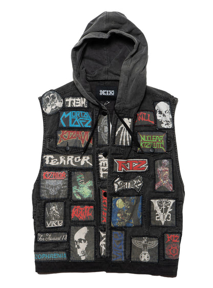 UNIF Essential | Vintage KTZ Crust Denim Vest With Hood