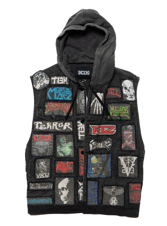 UNIF Essential | Vintage KTZ Crust Denim Vest With Hood