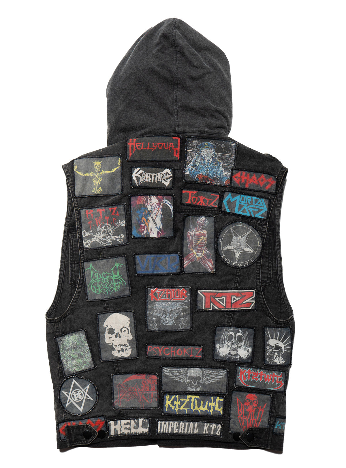 UNIF Essential | Vintage KTZ Crust Denim Vest With Hood