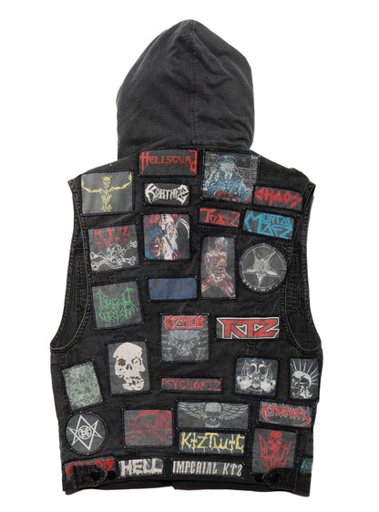 UNIF Essential | Vintage KTZ Crust Denim Vest With Hood