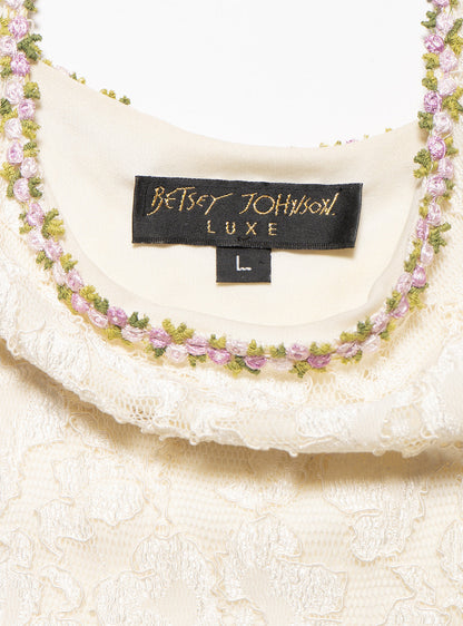 UNIF Recommended | Vintage Betsy Johnson Cream Lace Mini Dress