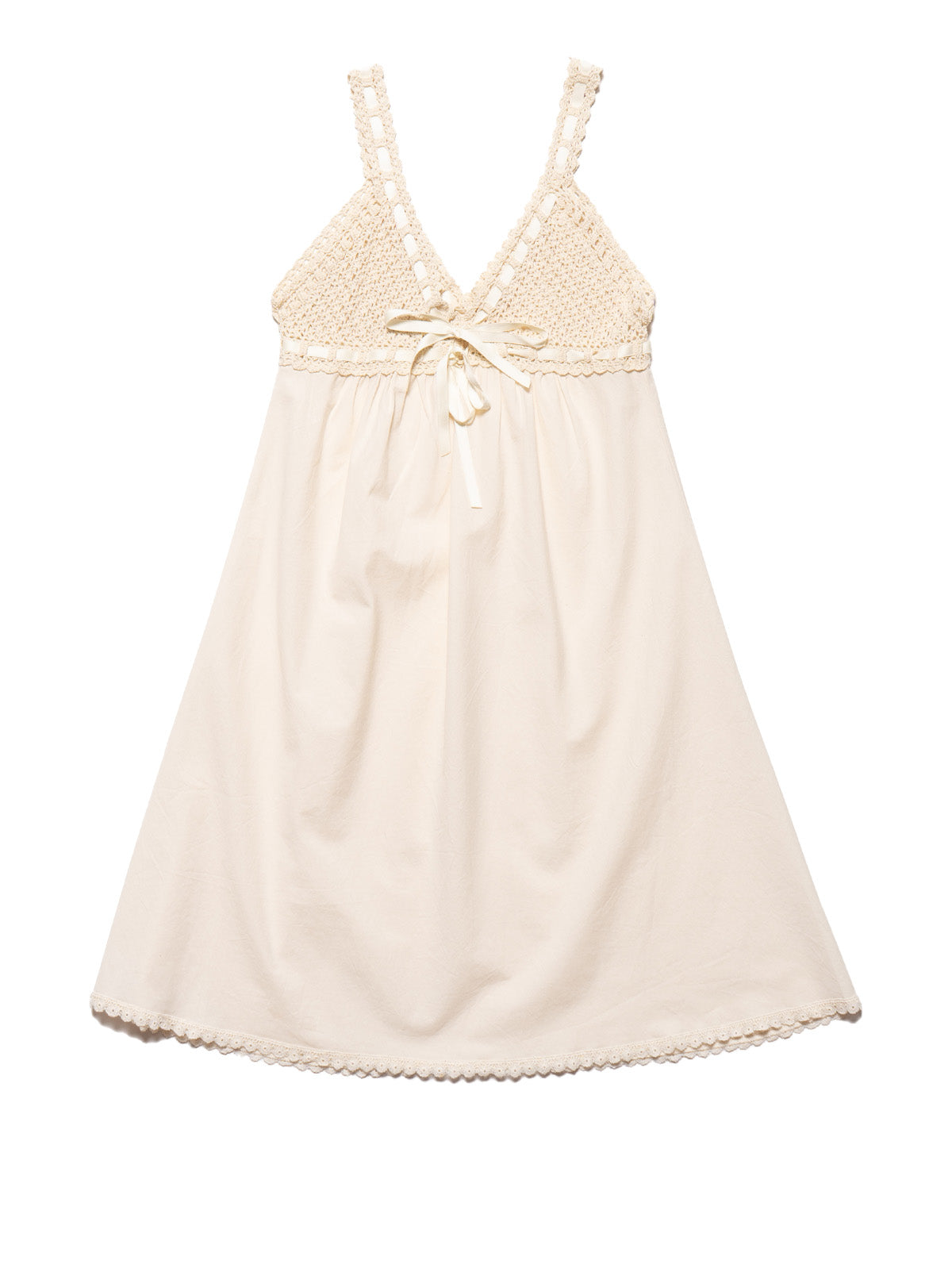 UNIF Hot Sale | Vintage Cotton Bodice Crochet Ribbon Midi Dress