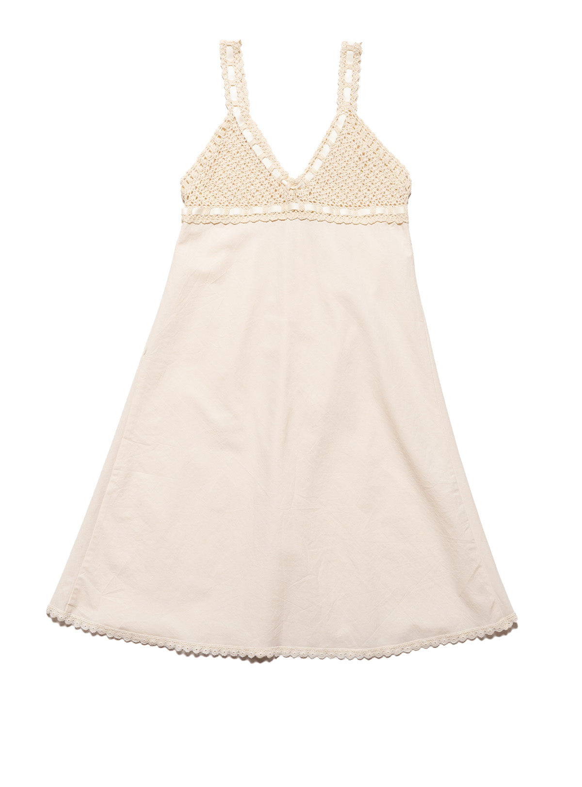 UNIF Hot Sale | Vintage Cotton Bodice Crochet Ribbon Midi Dress