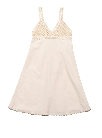 UNIF Hot Sale | Vintage Cotton Bodice Crochet Ribbon Midi Dress