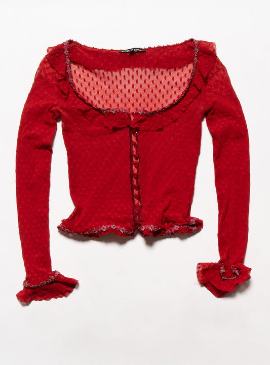 UNIF Value | Vintage Betsy Johnson Red Mesh Scoop Neck Top