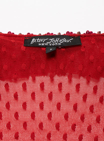 UNIF Value | Vintage Betsy Johnson Red Mesh Scoop Neck Top