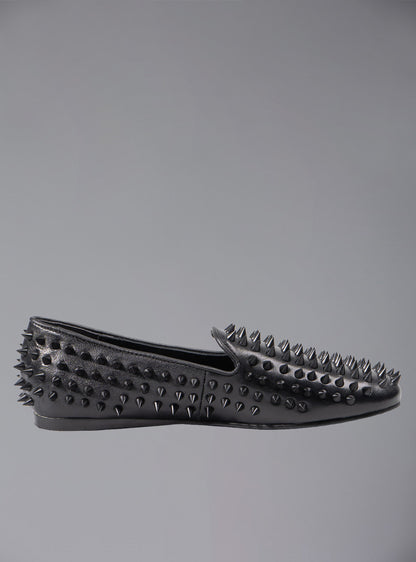 UNIF New | UNIF Hellraiser spiked slip on loafer in tonal on colorway.