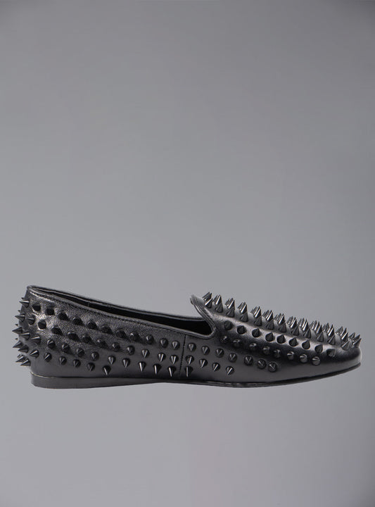 UNIF New | UNIF Hellraiser spiked slip on loafer in tonal on colorway.