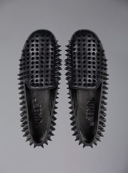 UNIF New | UNIF Hellraiser spiked slip on loafer in tonal on colorway.