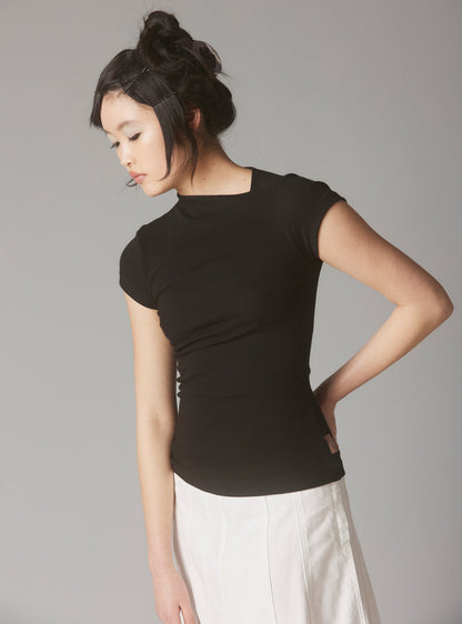 UNIF Essential | Rib Asymmetrical Cap Sleeve
