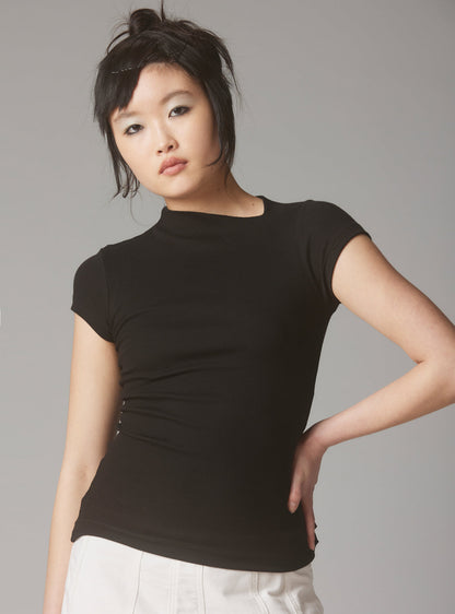UNIF Essential | Rib Asymmetrical Cap Sleeve